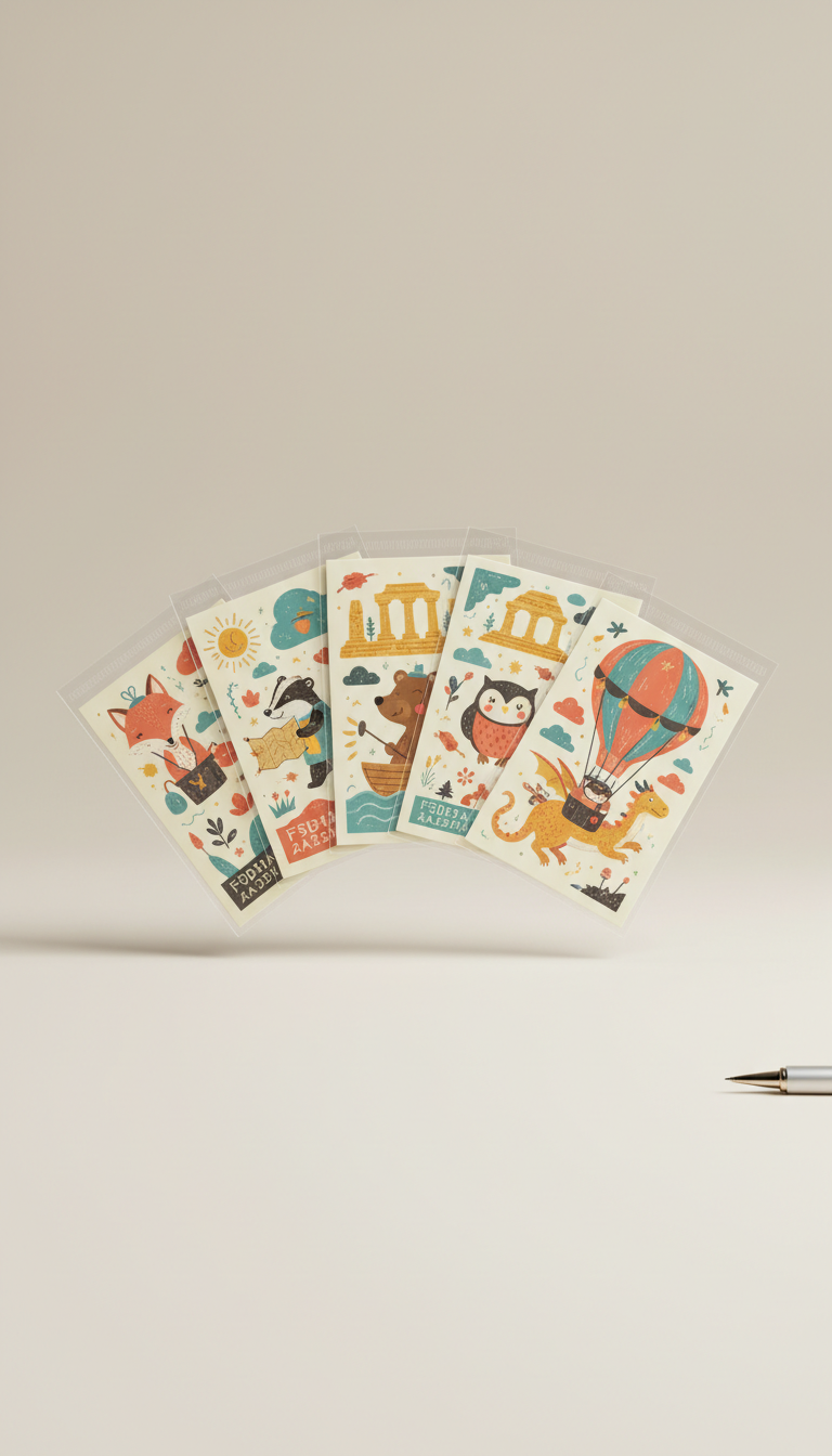 Whimsical Animal Adventure Vinyl Stickers